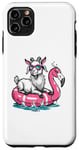 iPhone 11 Pro Max Funny Goat On Flamingo Floatie Summer Pool Party Vintage Case