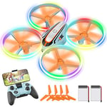 Drone avec Caméra pour Enfant,Quadricoptère HD avec Lumières Colorés,Jouet Cadeau pour Garçons,Filles et Débutants, Hélicoptère Télécommandé avec Mode sans Tête,Induction de Gravité