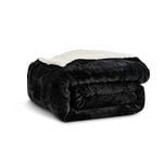 Kono Couverture Polaire Sherpa 130 x 150 cm, Douce, Confortable, Moelleuse et réversible en Microfibre pour lit, canapé, canapé (Noir, Voyage/Simple)