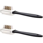 Ahlsen - 2PC Brosse à Chaussures en Daim, Brosse Multifonction à 3 Côtés pour Le Nubuck et Le Daim, Poils en Laiton, Brosse à Daim avec Manche