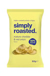 Simply Roasted - Mature Cheddar & Red Onion Crisps | Share Box of 12 x 93g bags | 50% less fat | Low in Salt | Triple Cooked British Potato