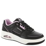 Skechers Women's UNO Court, Black Leather/Pink Duraleather Trim, 2.5 UK