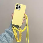 Rokmym Coque pour iPhone 12 Pro Max avec Cordon Collier pour Étui Colliers de cellulaire Corde Coque avec Bracelet Lanyard Antichoc en Souple TPU Bumper Coque pour iPhone 12 Pro Max, Jaune