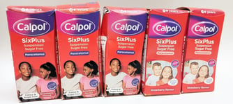 5 x 100ml CALPOL SIXPLUS Sugar Free Suspension Strawberry Flavor