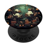 Spooky Ghosts Reading Books Halloween Librarian Book Lover PopSockets Adhesive PopGrip