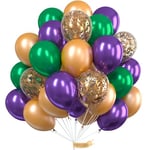 PartyWoo Vert Violet Doré Ballon, 50pcs 12 Pouces Emeraude Ballon Baudruche Violet Foncé Or Ballons Latex pour Ariel Anniversaire, Decoration Anniversaire Sirene, Vintage Decoratio