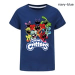 Barn Kids Smiling Critters CatNap T-shirt Pojkar Flickor Kortärmad Cartoon Tee Toppar Navy Blue 7-8 Years