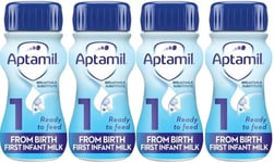 Aptamil 1 First Infant Baby Milk Ready to Use Formula 200ml - Pack of 4