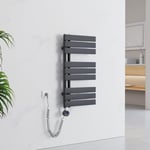 EMKE Sèche-Serviettes Électrique avec élément Chauffant Thermostat, Sèche-Serviettes électrique Panneau avec Baguette chauffante avec minuterie, Anthracite 762x400mm 400W