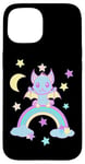 Coque pour iPhone 15 Chauve-souris pour Halloween - Arc-en-ciel - Pour enfant