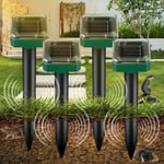 Lucky-88 - Lot de 4 répulsifs à ultrasons pour animaux de compagnie, répulsif solaire IP65 anti-taupes, répulsif solaire ultrasonique pour jardin,