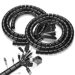 Romon 2 Pack Cache Câble, 22mm*1.5 M Réglable Gaine Spirale Câbles Flexible, avec 1 Clip de Guidage de Fil, Protection du Cache Câbles pour Automobiles TV PC,Noir