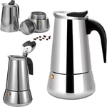 Cafetière italienne 12 tasses en acier inoxydable compatible tous types de feux 12 tasses