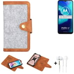 Felt Case + earphones for Motorola Moto G8 Power Lite Cover light grey