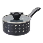 Prestige Disney Monochrome Mickey Mouse Non Stick Saucepan with Lid 16cm, Ceramic Induction Saucepan, PFAS & PFOA Free, Non Toxic Cookware, Black & White