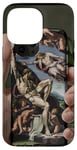 Coque pour iPhone 14 Pro Max Noir Art Déco Floral Michel-Ange Création Of Adam Sixtine