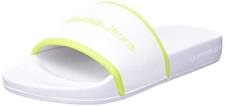 Calvin Klein Jeans Tongs Femme Institutional Sandales De Bain, Blanc (White/Safety Yellow), 36