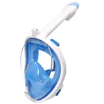 Jsdoin Masque de Plongée,180°View Masque Snorkeling Plein Visage, Anti-buée et Design Pliable pour Adultes Enfants (Blanc/Bleu, X/XL)