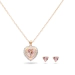 Swarovski Jewellery Set One Collection Heart Necklace & Ladies Earring Rose Gold