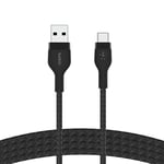 Belkin BoostCharge Pro Flex Braided USB Type C to A Cable (2M/6.6FT), USB USB-IF Certified USB-C Fast Charging Cable for iPad Pro, Galaxy S22, S21, Ultra, Plus, Note 20, Pixel, and More - Black