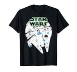 Star Wars Millennium Falcon Top View Neon Logo T-Shirt