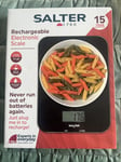 Salter Rechargeable Kitchen Scale Zero Function USB Cable Measures Liquids/Food