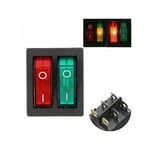 6 Pins double spst on/off rocker boat switch red green light ac 250v/15a 125v/20a