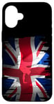 Coque pour iPhone 16 Plus Skater Great Britain Drapeau Board Jump Angleterre Union Jack