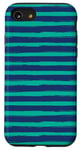 Coque pour iPhone SE (2020) / 7 / 8 Bleu marine bleu sarcelle rayé girly esthétique Preppy Stripe