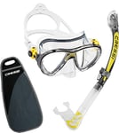 Cressi Big Eyes Evo & Alpha Dry, Premium Quality Professional Snorkelling for Adults Set - Made in Italy Quality since 1946, Clear - Yellow