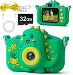 Appareil Photo Enfant Avec Fonction Vidéo - Appareil Photo Enfant/Cadeaux Enfant/Appareil Photo Jouet Dinosaure/1080P Hd Pixel + Carte 32Gb Appareil Photo Numérique, Garçons Filles 3-12 Ans