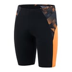 Speedo Eco Endurance+ Splice II Jammers de natation Homme, Noir/Papaya Punch/Usa Charcoal, XS