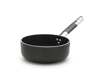 Pentole Agnelli Ligne ALLBLACK 5 mm Casserole Basse avec Fond à Induction 10 mm, 1 Manche Cool 28 cm Argent