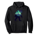 Bigfoot in the Forest Sasquatch Yeti Aurora Pullover Hoodie