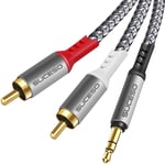 3.5mm Jack to 2 x RCA Twin Phono Audio Cable Aux Stereo Mini Jack Y Lead 2M