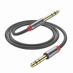 Cable Jack Guitare,[1M] 6.35mm vers 6.35mm Cable Double Jack,Ligne de Poisson Tissé 1/4 TRS Jack vers Jack Câble, pour Amplificateur, Électrique Basse, Clavier, Piano, Guitare,.[G100]