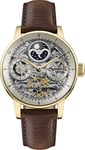 Ingersoll The Jazz Mens 42mm Automatic Moonphase Watch with Light Gold Skeleton Dial and Brown Genuine Leather Strap I07704