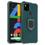 Google Pixel 4A Hybrid Shockproof Case with Metallic Ring Stand Green