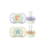 Philips Avent Soother Ultra Start Glow Napp Lila/Grön 0+ månader 2 st