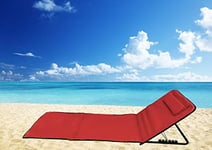 Pincho Tapis de Plage Pliable Portable avec Dossier réglable et appuie-tête 158 x 56 cm Poche de Rangement Voyage Pique-Nique (Rouge) Parasol Mixte, Taille Unique