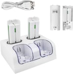 Chargeur Pour Manette De Wii Avec 4 Batteries Rechargeables,Chargeur De Wiimote Pour Wii Support De Charger De Wii Station De Charge De Wii Avec 4 * 2800mah Piles Pour Télécommande De Wii