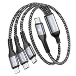 BLACKSYNCZE 100W Câble Chargeur Multi Embout [50CM] Cable USB C vers Cable Multi Chargeur avec Micro USB Type C Lightning Câble pour iPhone 16/15/14/13, Samsung Galaxy S24/S23, Pad Pro, Macbook Air