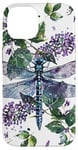 iPhone 14 Dragonfly Surrounded by Lilac Flowers and Leaves Case