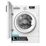 Hisense 3 Series WF3M741BWI Intergrated 7 KG Front Load Washing Machine - Durable Inverter | Quick Wash Baby Care | Wool - 14 Washing Programs 1400 RPM White- Energy Rating A