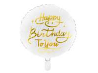 Partydeco Happy Birthday To You, Vit, Rund, Folie, Födelsedag, 35 Cm, 50 Styck