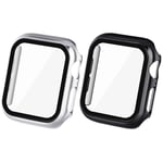 KADES 2pack Case Compatible for Apple Watch Series 4 40mm, Series 5 40mm, Series 6 40mm, Protective Bumper Cover with Screen Protector for iwatch 40mm Smartwatch Accessories (Black and Silver)