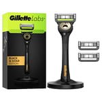 GilletteLabs Avec Barre Exfoliante, Rasoir Pour Homme De Gillette, 1 Manche, 3 Recharges De Lames, Avec Support Magnétique Premium