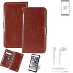 Case For Samsung Galaxy S23+ brown + Earphones Protective Flip Cover Folding Bag