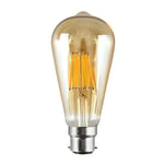 B22 ST64 Vintage LED Dimmable Bulbs, 8W Bayonet Light Bulb, 2700K Warm White, Amber Retro Style Energy Saving Filament Decorative Bulbs