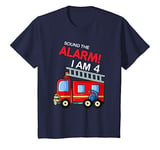 Youth 4th Birthday T-Shirt boys Fire Truck Firefighter T-Shirt